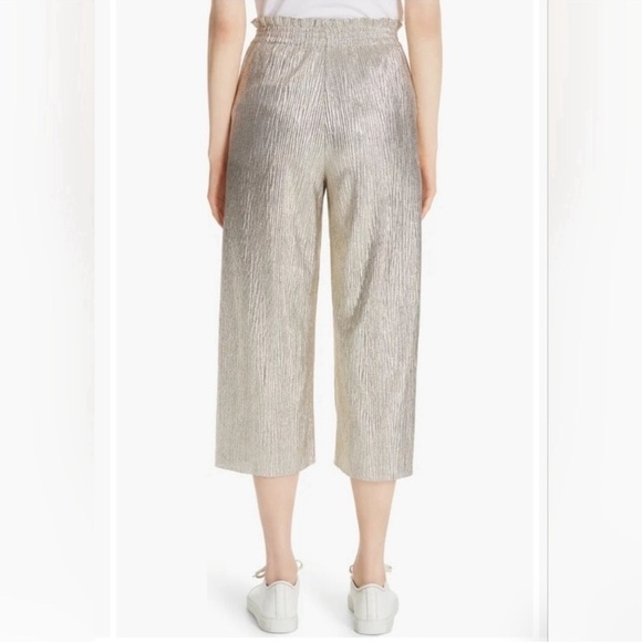Alice + Olivia Elba metallic plisse pull on cropped wide legged pant size 4 NWT - Picture 5 of 13